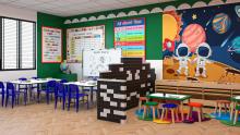 Morph Bricks staggered divider in black and white for school